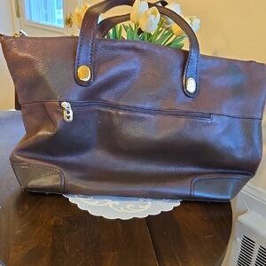 Marino Orlandi Brown and Gold Leather Tote Bag. Stunning! High End! Good Price!